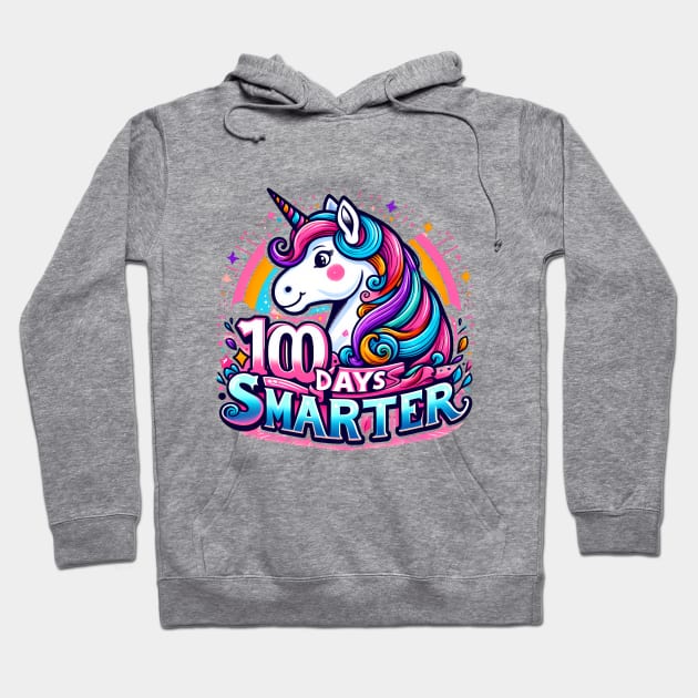 100 days smarter, colorful, cute unicorn Hoodie by ANSAN